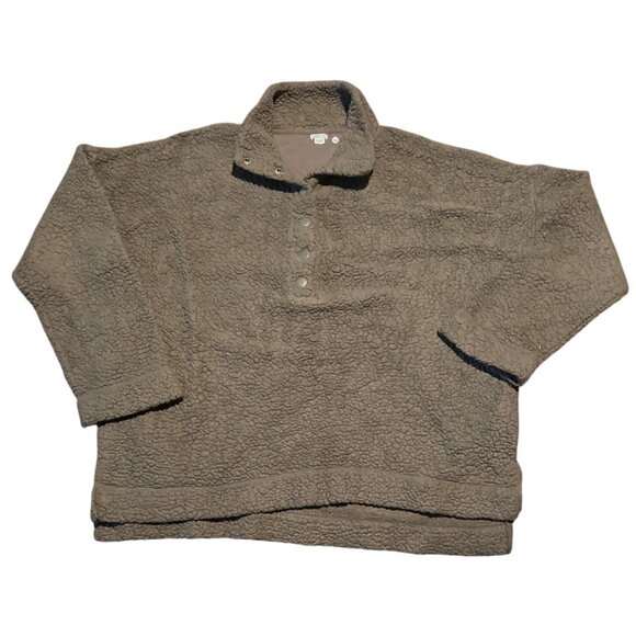 Aerie Oversized Cloud Sherpa Quarter Snap Button Pullover Sweater small - Picture 2 of 9